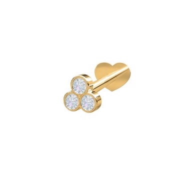 Nordahl's PIERCE52 piercing i 14 kt. guld med tre smukke diamanter